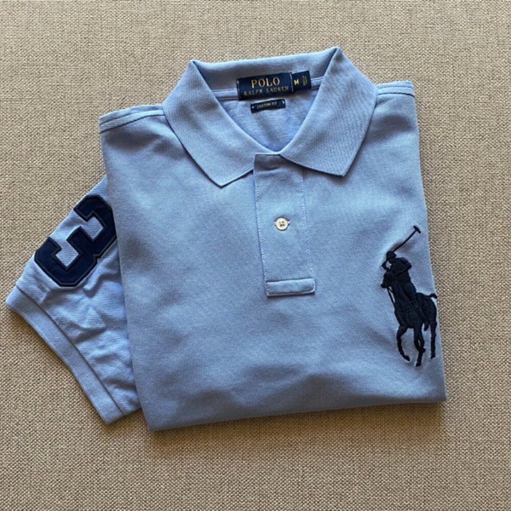 Polo Ralph Lauren New Men's Austin Blue Big Pony Mesh Shirt Size Medium